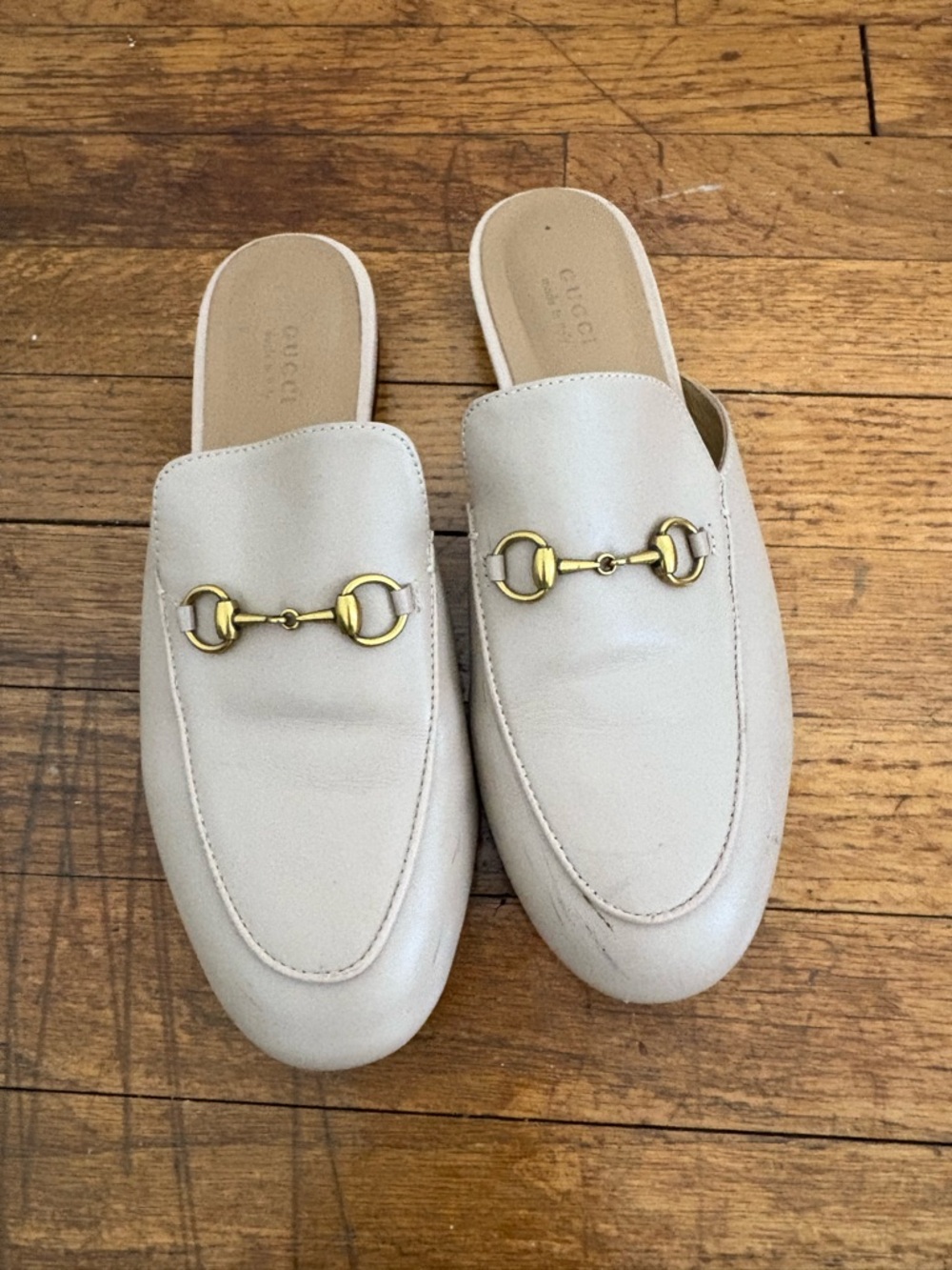 Women's Cream Leather Horsebit Mule